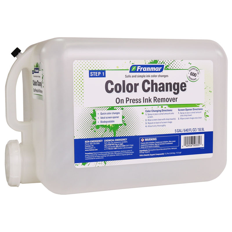 Franmar ON-PRESS Color Change Ink Remover | 5 Gallon