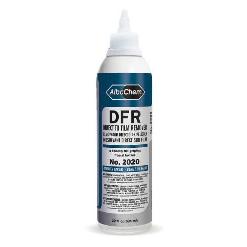 AlbaChem DFR Direct to Film Remover 20 oz bottle for removing DTF transfers from garments