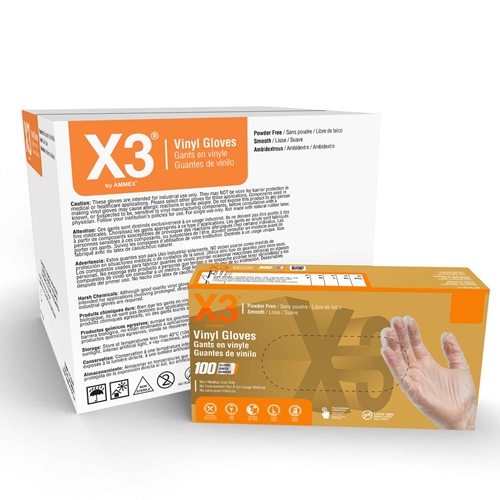 GPX3 Clear Vinyl Industrial Latex Free Disposable Gloves