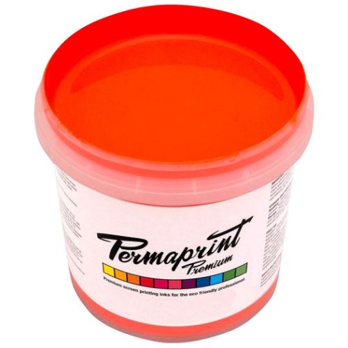 Permaprint Premium Glow Orange fluorescent water-based screen printing ink