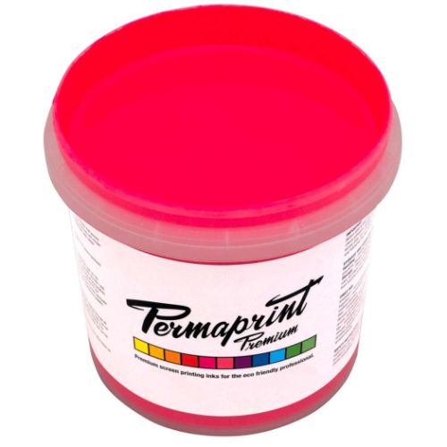 Permaprint Premium Glow Pink fluorescent water-based screen printing ink