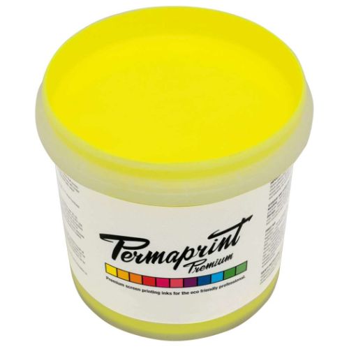 Permaprint Premium Glow Yellow fluorescent water-based screen printing ink