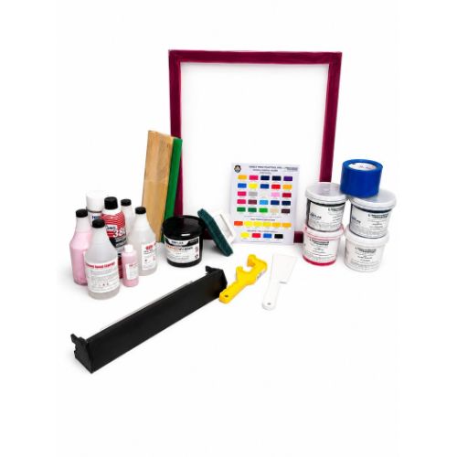 Screen Printing Supply Package #1 with frame, squeegee, plastisol inks, Orange Works Emulsion and screen printing supplies