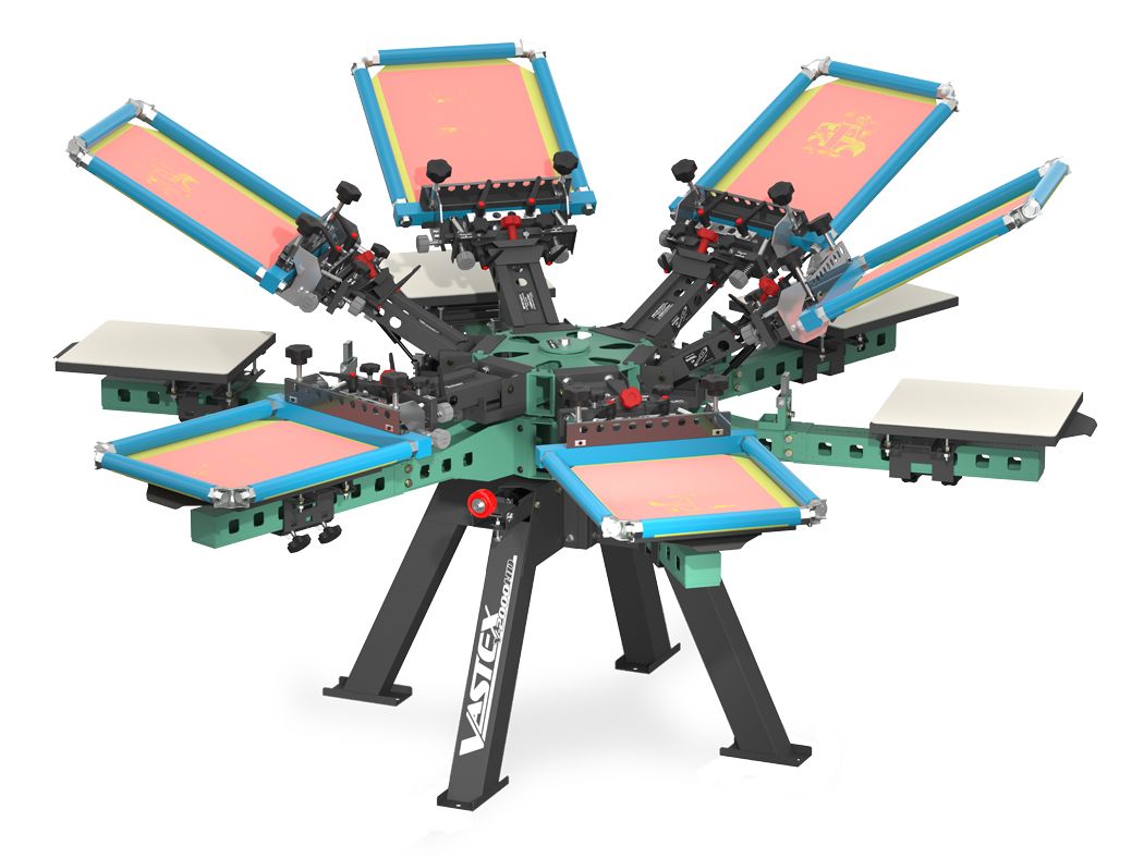 Vastex V2000HD 4 Color 6 Station Manual Screen Printing Press