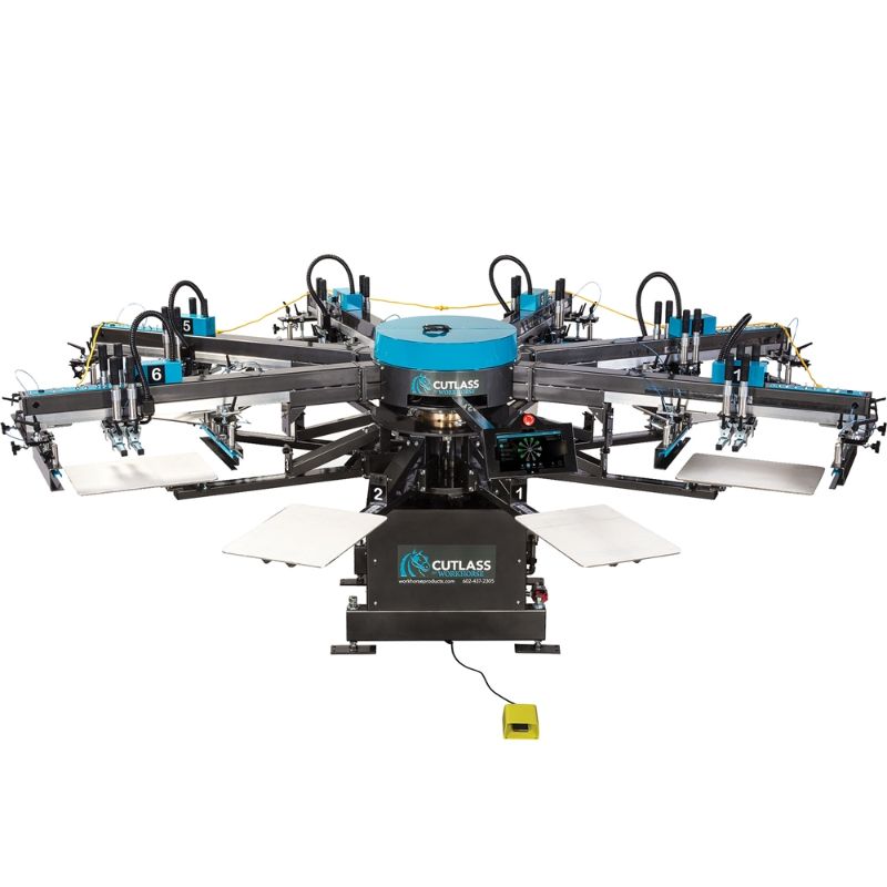 Cutlass Machine Workhorse Cutlass Automatic Press 6 Color 8 Station